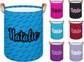 Personalized Laundry Basket, Custom Gift Laundry Hamper, Collapsible Nursery Waterproof Laundry Baskets, Dirty Clothes Toy Hamper with Handles Name Blue Black