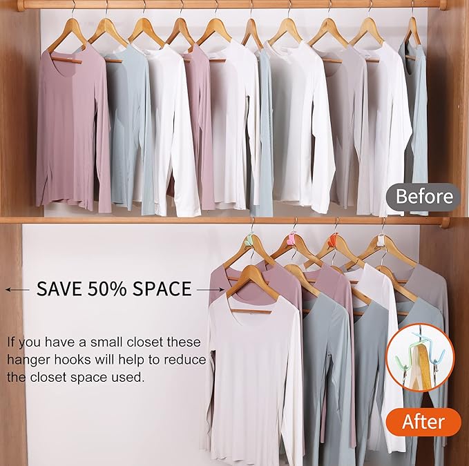 SLMT Clothes Hanger Connector Hooks 100PCS Space Saving Hanger Extender Hooks Closet Organizer for Plastic Hangers Wire Hangers Heavy Duty Hangers