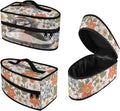 Pastoral Style Iron Portable Storage Bag for Travel or Storage Daisy Rose Iron Storage Case with Zipper Closure