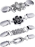 Jetec 4 Pieces Vintage Sweater Shawl Clips Retro Cardigan Collar Dress Shirt Brooch Clips for Women Wearing, 4 Styles