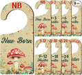 Baby Closet Dividers 8PCS, Mushrooms Themed Wooden Double-Sided Clothes Size Hanger/Organizer from Newborn to Toddler for Nursery Decor Baby Shower Birthday Gender Reveal Party Gift