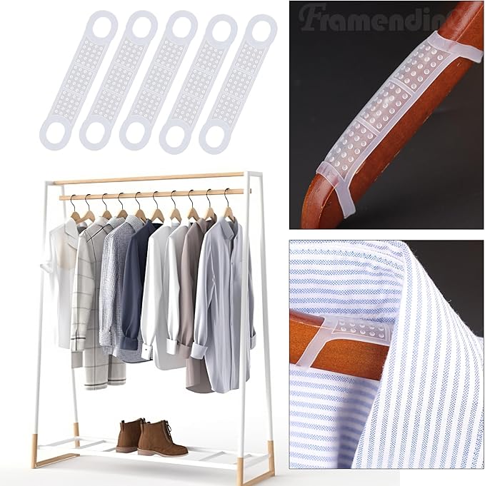 Framendino, 350 Pack Clear Non Slip Rubber Clothes Grips Clothing Strip for Plastic Hangers