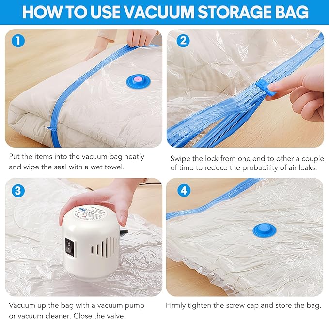 10 Pack Travel Vacuum Storage Bags With Electric Pump, Vacuum Seal Bags for Clothing, Vacuum Sealer Bags for Luggage, Travel Essentials