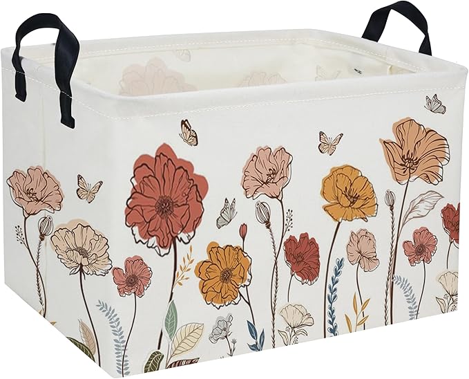 Rectangular Kids Baskets Flower Basket Cute Storage Bins Organizer Box Boys Room Decor for Home.(Flower cluster)