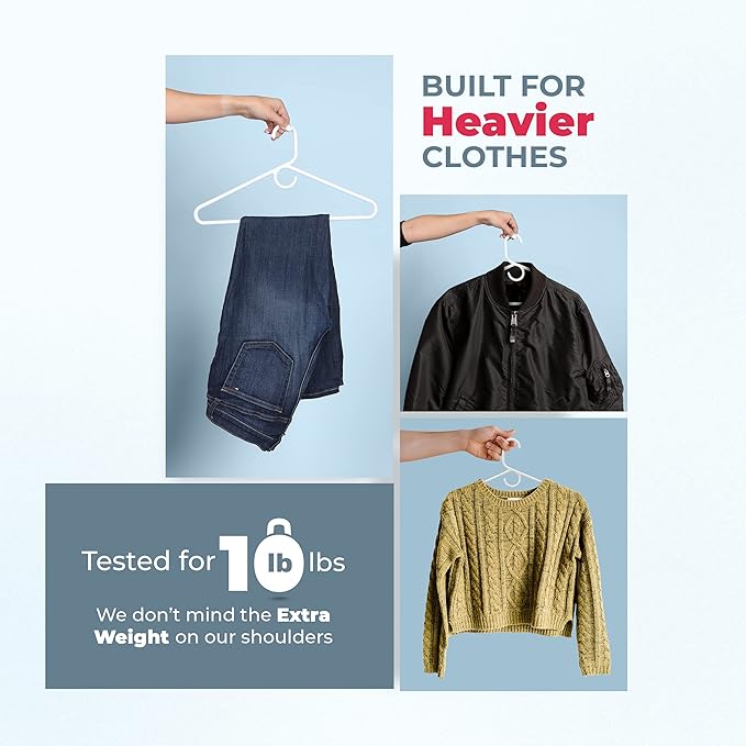 Neaties Heavy Duty Clothes Hangers 12 Pack – Made in the USA – 8lb Capacity Plastic Hangers for Adult Clothing – Durable for Pants, Coats, Jackets, or Jeans – Gray