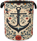 Anchor Flowers Laundry Hamper Collapsible Laundry Basket Portable Clothes Toy Storage Bin for Bathroom Bedroom Room Decor 16 X 20.8 Inch