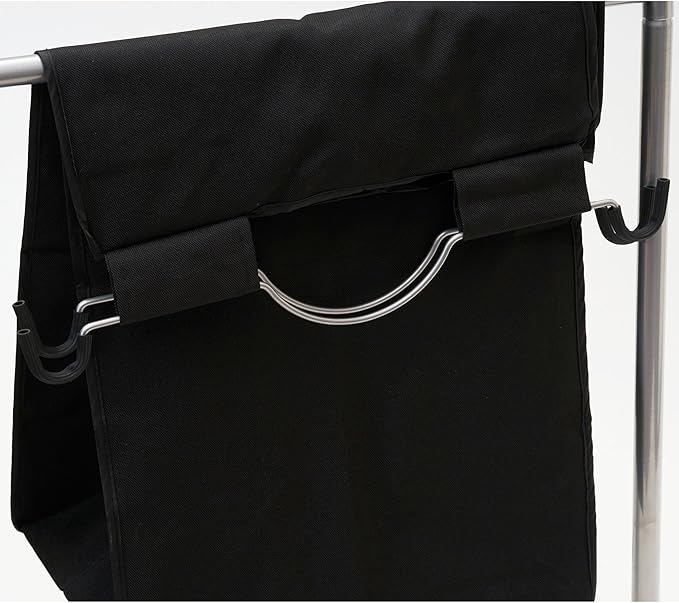 Household Essentials 7044 Triple Laundry Sorter on Wheels - Black and Grey