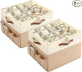Varhomax Shoe Organizer Box 2 Pack for Closet, Fabric Shoe Storage Bin with Adjustable Dividers & Clear Cover, Holds up 16-32 Pairs of Sneakers & Sandals for Entryway, Cubby