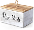 Bivvclaz Dryer Sheet Holder, White Washed Wood Laundry Sheets Container, Laundry Room Organization and Storage for Farmhouse Laundry Room Decor and Accessories, Fabric Sheet Holder