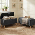 Ottoman with Storage, Storage Ottoman Bench, Entryway Bench with Wood Legs for Living Room, Sitting Area, 2PCS, Dark Grey