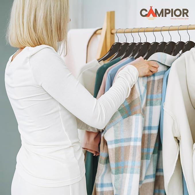 Vintage Wooden Hangers 30 Pack – Heavy-Duty with 360° Swivel Hook, Non-Slip, Pants Bar & Shoulder Grooves - Wooden Hangers for Suits, Jackets, Dresses & Camisoles, Space-Saving and Smooth Finish