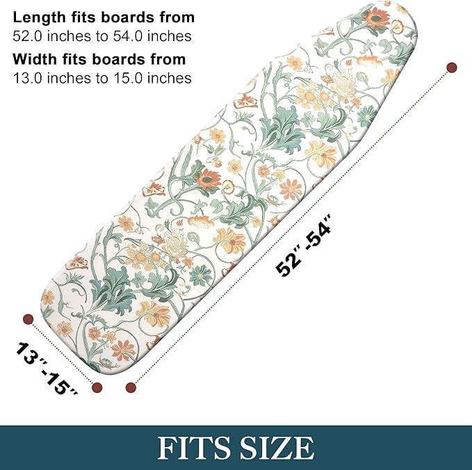 Premium Ironing Board Cover and Pad – Reflective Heat Technology, Heavy-Duty Fabric – Scorch & Stain-Resistant Padding (15″X54″)