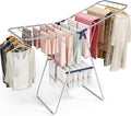 APEXCHASER Clothes Drying Rack, Stainless Steel Drying Rack Clothing with Height-Adjustable, Foldable Gullwings Laundry Drying Rack, Indoor Outdoor Use, No Assembly