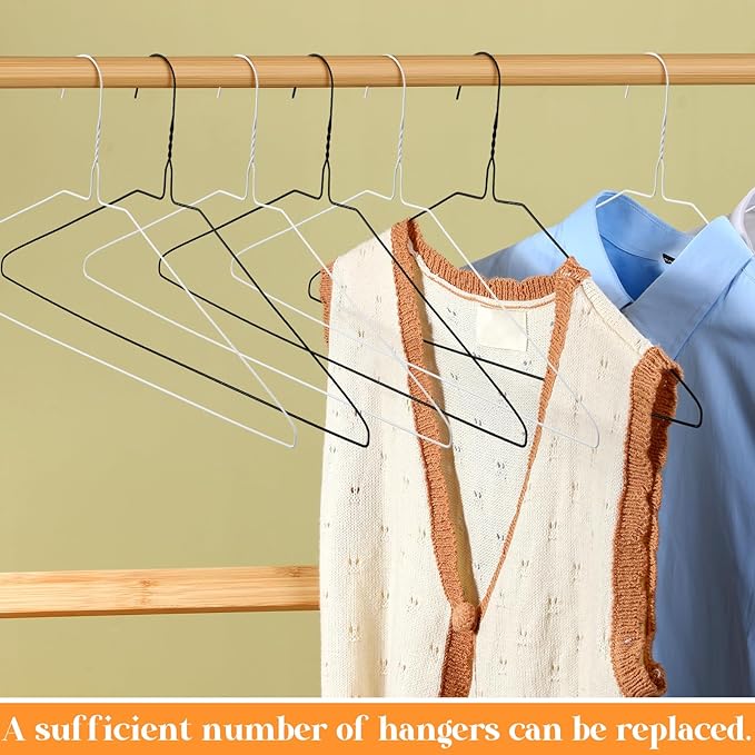 120 Pcs Wire Hangers Bulk 17.7" Dry Cleaner Hangers, Suit Holders for Home Caped Clothing (Black and White)