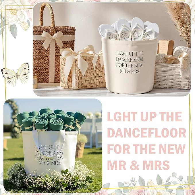 Yungyan Wedding Baskets with Handles 16 inch Large Storage Basket for Wedding Glow Sticks Slippers Flip-flops Blankets Gift Container for Ceremony Ivory White