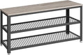 VASAGLE 3-Tier Shoe Rack, Shelf Storage Bench with Metal Mesh Shelves and Seat, Free Standing Shoe Organizer for Entryway, 11.8 x 39.4 x 17.7 Inches, Greige and Black ULBS078K01