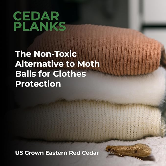 Cedar Blocks for Clothes Storage – Stop Clothes Damage - 10 Fresh Cedar Planks and Hangers to Protect Your Clothes