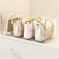 2 PCS Acrylic Purse Organizer for Closet, 8-Slot Bag & Purse Organizer, No Assembly, Clear Handbag Storage Shelf for Shelf Divider Handbags, Clothes, Sweater