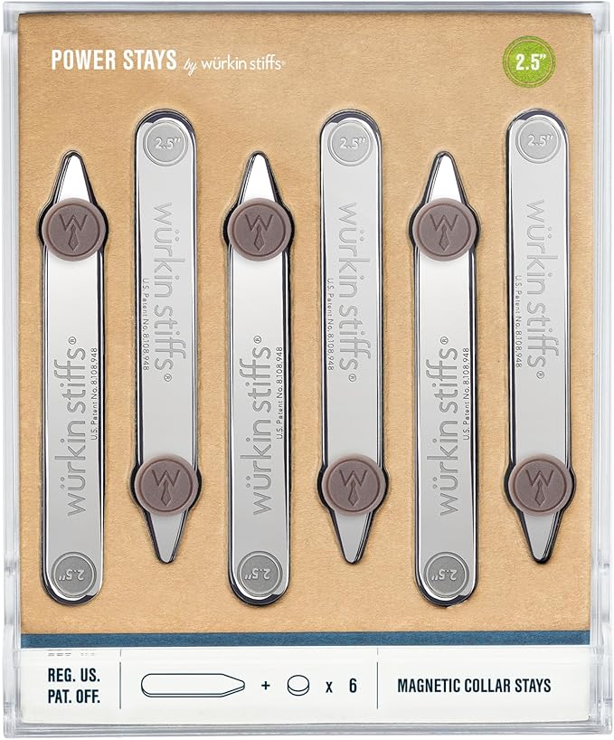Würkin Stiffs Power Stays Magnetic Collar Stays|Power Stays with Storage Case | Metal Shirt Collar Stays for Men Clothing