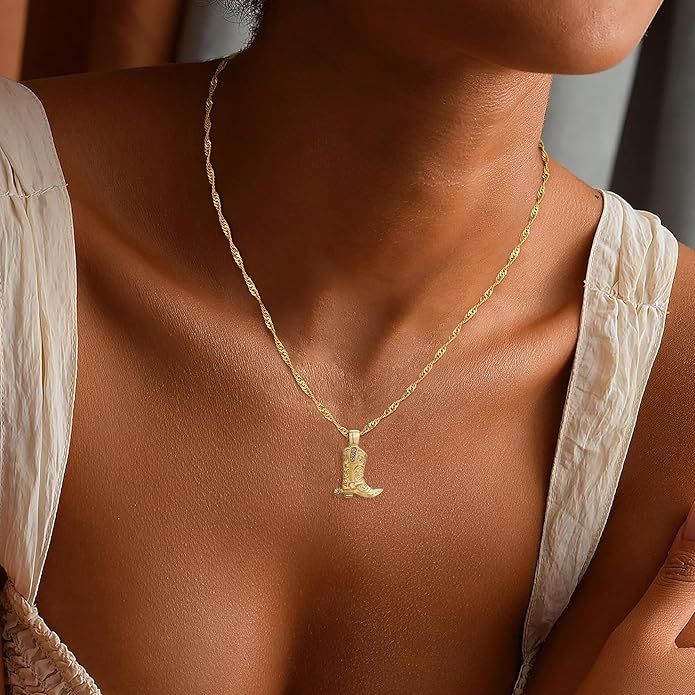 Chunky Gold Necklace for Women Gold Evil Eye Cowboy Pendant Necklace Dainty Paperclip Chain Vintage Luck Amulet Choker Necklaces Celestial Jewelry Gift