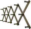 Dseap Accordion Wall Hanger:16'' High Wooden Expandable Coat Rack, Hat Rack for Wall,Accordion Hook for Baseball Caps,Coats,14 Peg Hooks,Dark Walnut