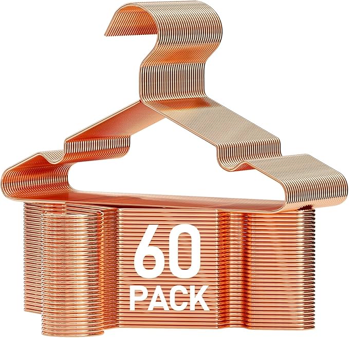 SPECILITE 60 Pack 11.8” Rose Gold Kids Baby Metal Hangers with Notches for Toddler Clothes, Shirt, Children Coats, Infant Dress, Pants, 0.12" Thick Space Saving, Heavy Duty