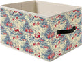 Red and Blue Chinoiserie Christmas Santa Storage Bin Box with Handles, Grandmillennial Xmas Tree Winter Holiday Foldable Organizer Basket Toybox for Home Bedroom Bathroom Clothes Toys Books