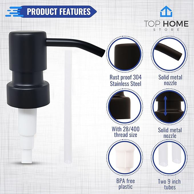 Bathroom Countertop Soap Dispensers (Black Matte, 4 Pack)