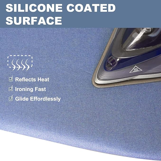 14x42 Inch Over-The-Door Ironing Board Cover with User-Friendly Design, Heavy-Duty Padding, Adjustable Elastic Drawstring and Fasteners - Replacement Iron Board Cover