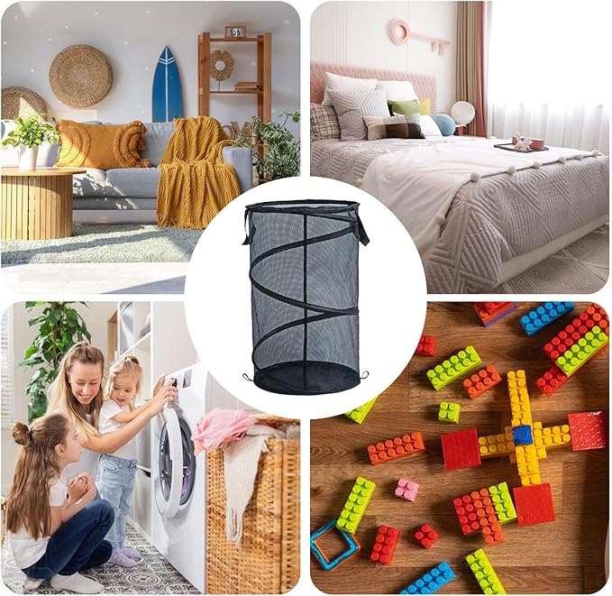 Collapsible Laundry Baskets,Laundry Basket,Laundry Hamper,Foldable Laundry Basket,Laundry Basket Collapsible,Dirty Clothes Hamper,Clothes Hamper,Mesh Laundry Basket (Black)
