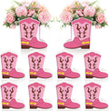 8 Set Western Cowboy Boots Flower Boxes Centerpiece Boot Shape Gift Boxes Western Party Decoration Vase Centerpieces for Table Rodeo Birthday Baby Shower Wedding Supplies(Pink)