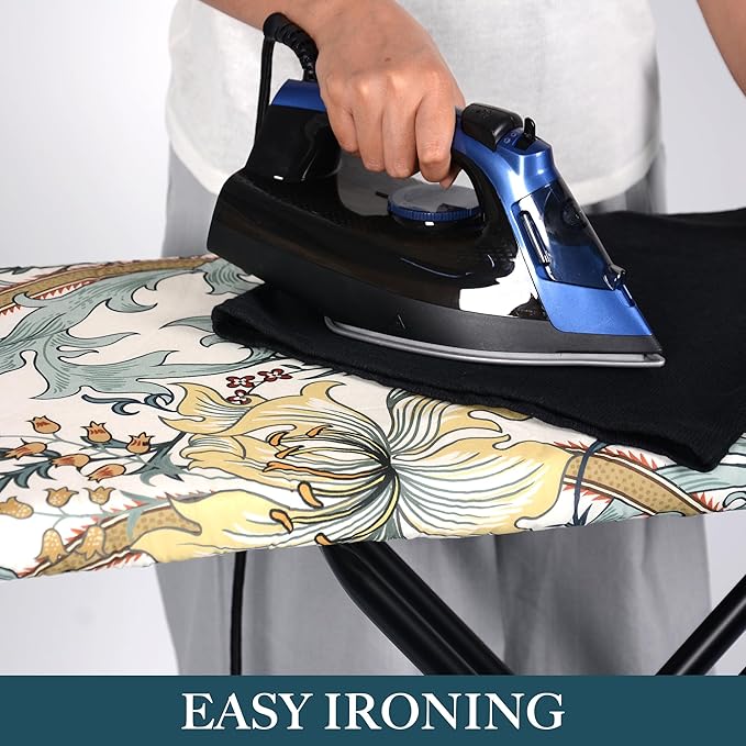 Standard Size Ironing Board Cover and Pad, Full Size Scorch Resistant Padding, 100% Organic Cotton, Heat-Resistant & Washable – Elastic Trim for Easy Installation