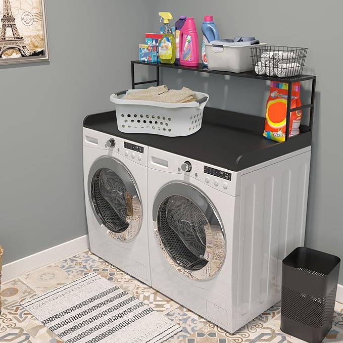 GDLF Washer Dryer Countertop Laundry Guard with Shelf, 27.55" Depth x 54" Width, Laundry Room Organization