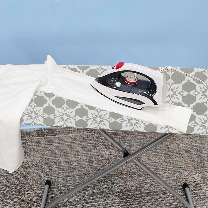 Ironing Board Cover and Pad, Thick Padding, Elastic Edge, Silicone Coated, Resist Scorching, Adjustable Fastener, Heavy Duty Padded Iron Board Covers (Floral Tiling, 15" x 54")