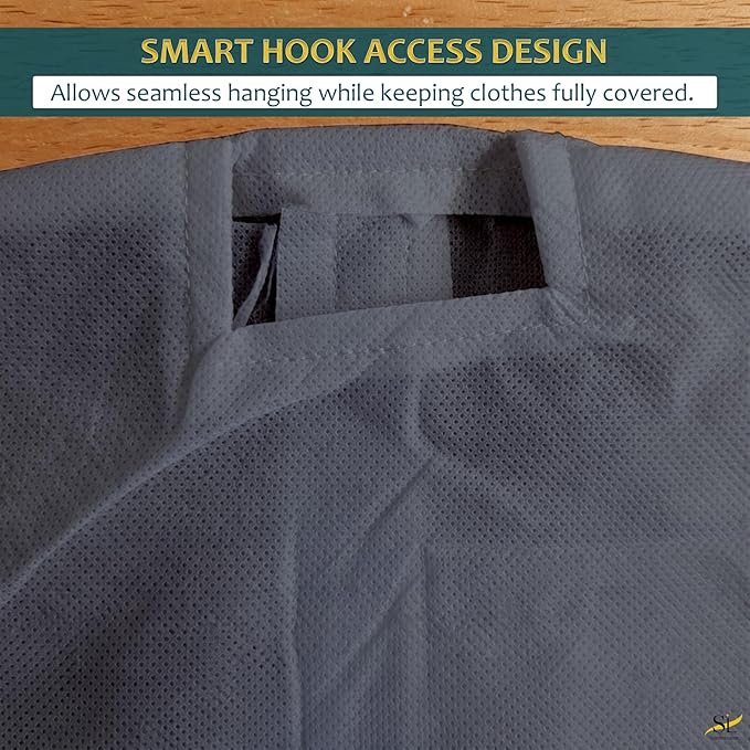 43" Garment Bags for Hanging Clothes, Pack of 3 Suit & Dress Covers for Storage and Travel, Long Gown Bags with Zipper, Dark Grey