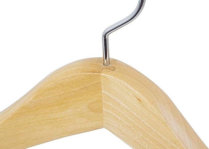 Sawafuji AWT-343-5P Clothes Hangers, Natural, Approx. Width 17.3 x Depth 0.6 x Height 10.6 inches (44 x 1.5 x 27 cm), Wooden Hangers, Pack of 5