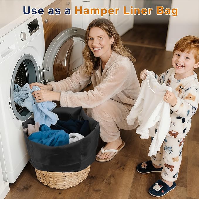 2-Pack Backpack Laundry Bags, Heavy Duty Laundry Bag Backpacks with Adjustable Shoulder Straps, Door Hanging Washing Bag, Laundry Hamper Lining for College Dorm, Travel, Laundromat