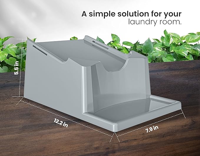Skywin Laundry Detergent Holder Stand Organizer and Drip Tray for Laundry Room Organization, Laundry Soap Holder for Liquid Laundry Detergent, Laundry Detergent Stand (Grey with Print)