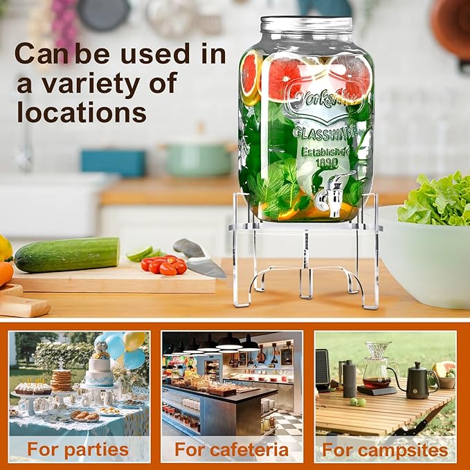 8 MM Beverage Dispenser Stand Only, Acrylic Glass Water Juice Drink Beverage Dispenser Floor Pitcher Stand Base for Parties, Home, Catering Events(Fit Max 9 Inch Glass Drink)
