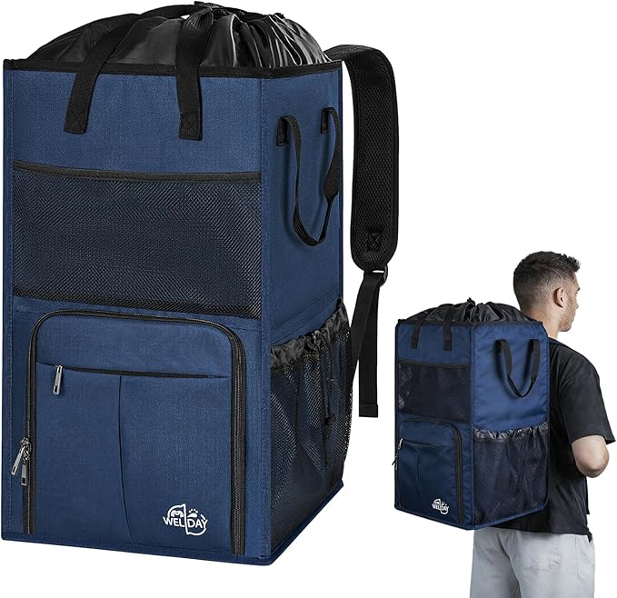 Laundry Backpack Bag,(Only Bag) Extra Large 2 in 1 Laundry Hamper Basket with Shoulder Straps, Freestanding Laundry Bag for College Dorm, Laundromat, Apartment