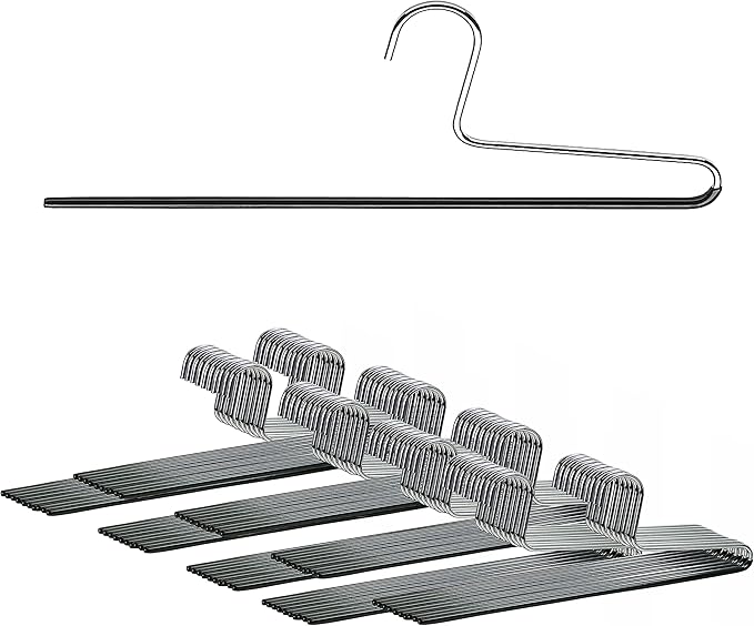 Mawa by Reston Lloyd Non-Slip Space Saving Clothes Hanger with Single Rod for Pants, Style KH/1, Set of 160, Black