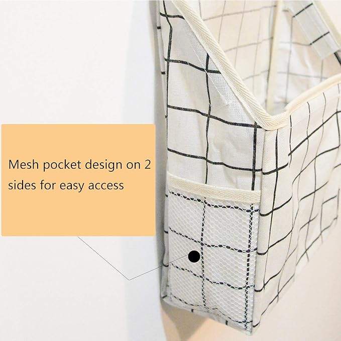 Fantasyon Wall Hanging Storage Bag, Waterproof Over The Door Closet Organizer Hanging Pocket Organizer for Bedroom, Bathroom, Linen Cotton (Gray)
