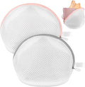 cobee 2 Pack Bra Washing Bag, Mesh Lingerie Bags with Zipper for Laundry, Lingerie Bag Underwear Brassiere Washing Bags for Women(Pink and Gray)