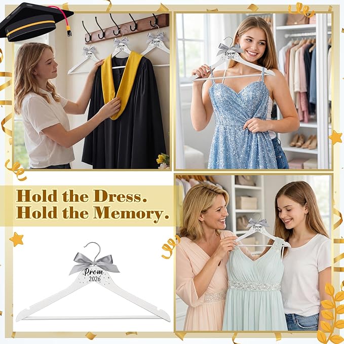 Graduation Prom 2026 Hanger Gift White Bow Glitter Hanger with Diamond Class of 2026 Graduation Gift Congrats Grad Favor Graduate Congratulation Ceremony Keepsake