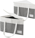 Beveetio 2-Pack Rigid Hanger Organizer Bags with Lid, Triangle Hanger Storage Organizers for Closet, Laundry Room, Wardrobe, Drying Rack, Dustproof Space Saving Holder, Grey & White