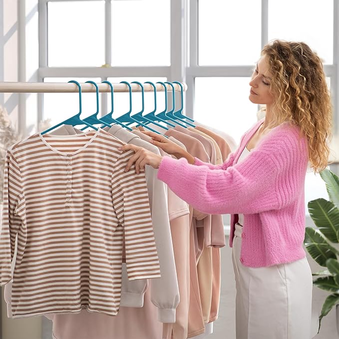 Plastic Hangers 40 Pack Blue - Clothes Hangers - Makes The Perfect Coat Hanger and General Space Saving Clothes Hangers for Closet - Percheros Ganchos para Colgar Ropa Hangars