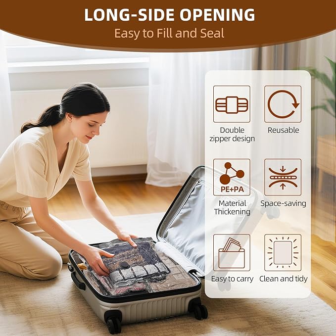 15 Pack Vacuum Seal Bags with Wireless Rechargeable Electric Pump, Vacuum Storage Bags with LED Light(5L+5M+5S), Travel Vacuum Bags for Luggage, Space Saver for Clothes and Clothing Travel