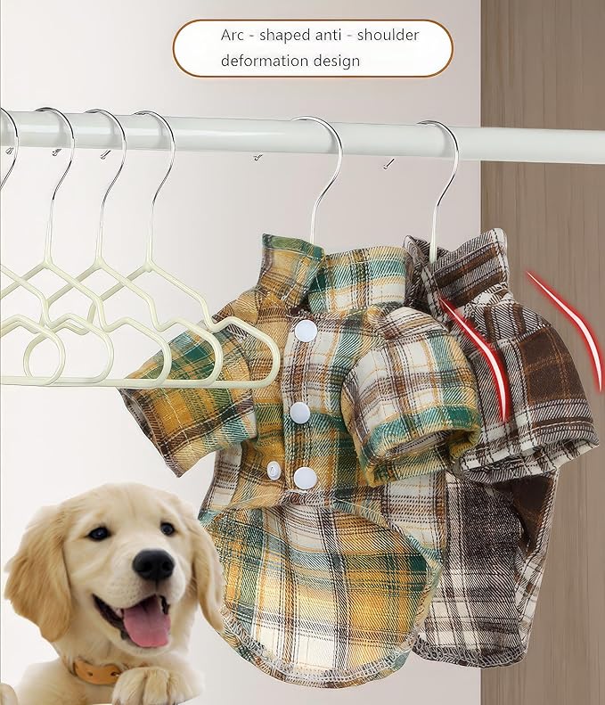 20PCS Dog Hangers: Dog Closet for Small DogsNon-Slip Space Saving Hanger Doll Clothes Cat Outfits (Apricot)