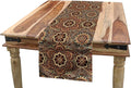 Lunarable Ethnic Table Runner, Exotic Orient Style Ottoman Flower Scroll Turkish Old Fashioned Bohemian Print, Dining Room Kitchen Rectangular Runner, 16" X 90", Coffee Brown