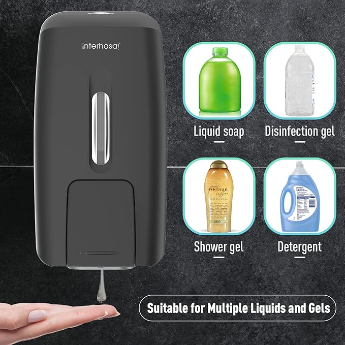 interhasa! Soap Dispenser Wall Mount Refillable 28oz Hand Sanitizer Dispenser Commercial Hand Soap Dispenser for Bathroom Support Liquid Gel Soap
